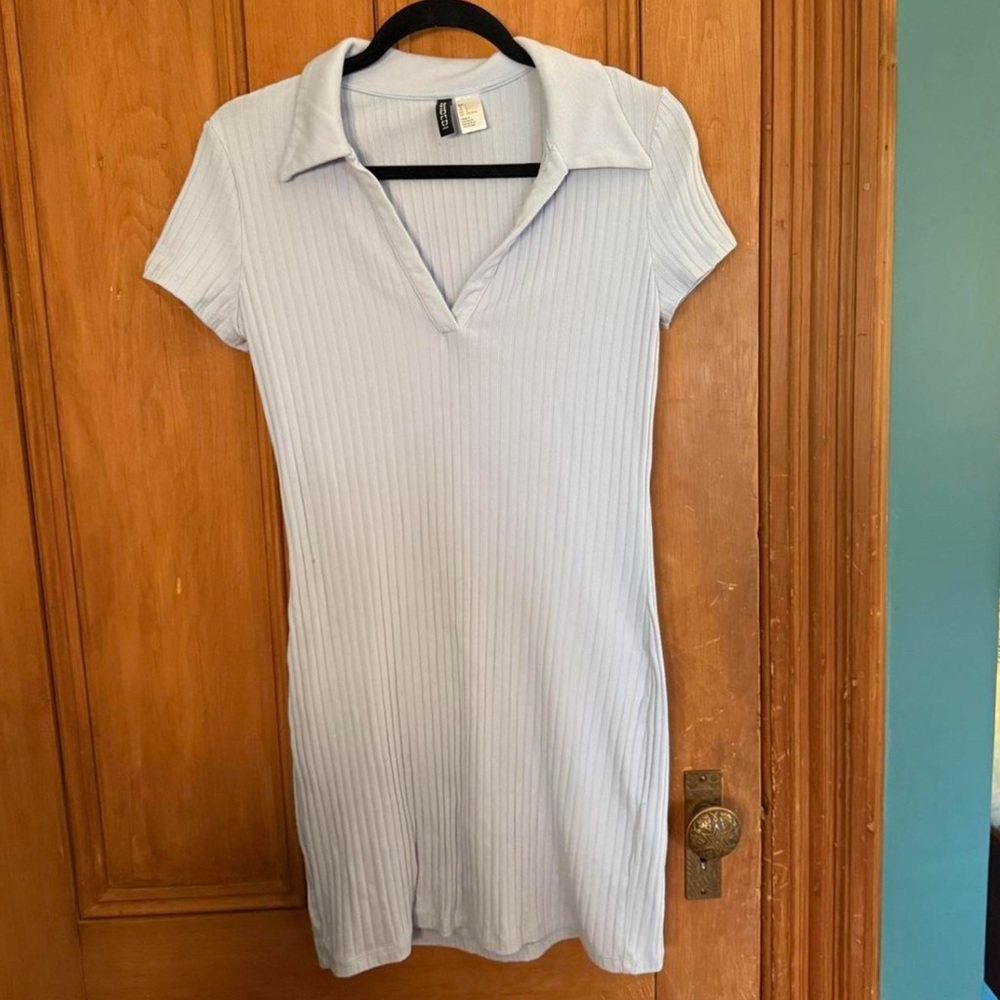 Divided Mint Green Ribbed Polo Mini Dress